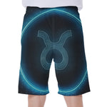 Blue Taurus Zodiac Sign Print Men's Beach Shorts