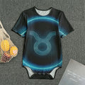 Blue Taurus Zodiac Sign Print Men's Bodysuit
