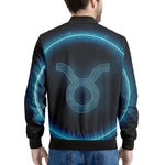 Blue Taurus Zodiac Sign Print Men's Bomber Jacket