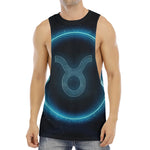 Blue Taurus Zodiac Sign Print Men's Muscle Tank Top