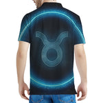 Blue Taurus Zodiac Sign Print Men's Polo Shirt