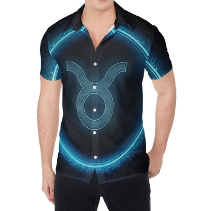 Blue Taurus Zodiac Sign Print Men's Shirt