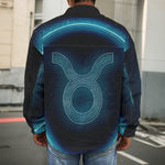 Blue Taurus Zodiac Sign Print Men's Shirt Jacket