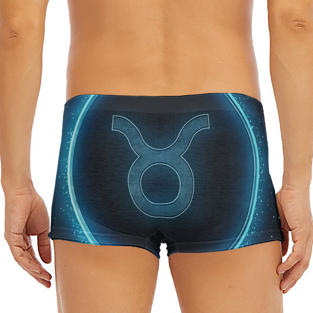 Blue Taurus Zodiac Sign Print Men's Short Boxer Briefs