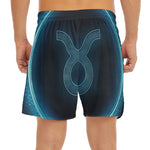 Blue Taurus Zodiac Sign Print Men's Split Running Shorts