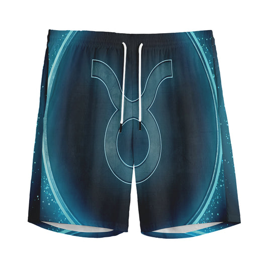Blue Taurus Zodiac Sign Print Men's Sports Shorts