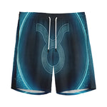 Blue Taurus Zodiac Sign Print Men's Sports Shorts