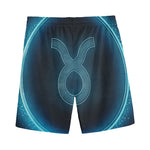 Blue Taurus Zodiac Sign Print Men's Sports Shorts