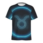 Blue Taurus Zodiac Sign Print Men's Sports T-Shirt
