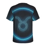 Blue Taurus Zodiac Sign Print Men's Sports T-Shirt