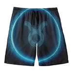 Blue Taurus Zodiac Sign Print Men's Swim Trunks