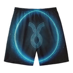 Blue Taurus Zodiac Sign Print Men's Swim Trunks