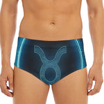Blue Taurus Zodiac Sign Print Men's Triangle Swim Briefs