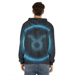 Blue Taurus Zodiac Sign Print Men's Velvet Pullover Hoodie