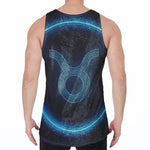 Blue Taurus Zodiac Sign Print Men's Velvet Tank Top