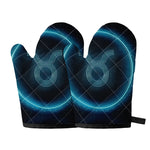 Blue Taurus Zodiac Sign Print Oven Mitts