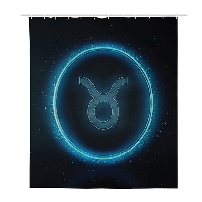 Blue Taurus Zodiac Sign Print Polyester Shower Curtain