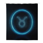 Blue Taurus Zodiac Sign Print Polyester Shower Curtain