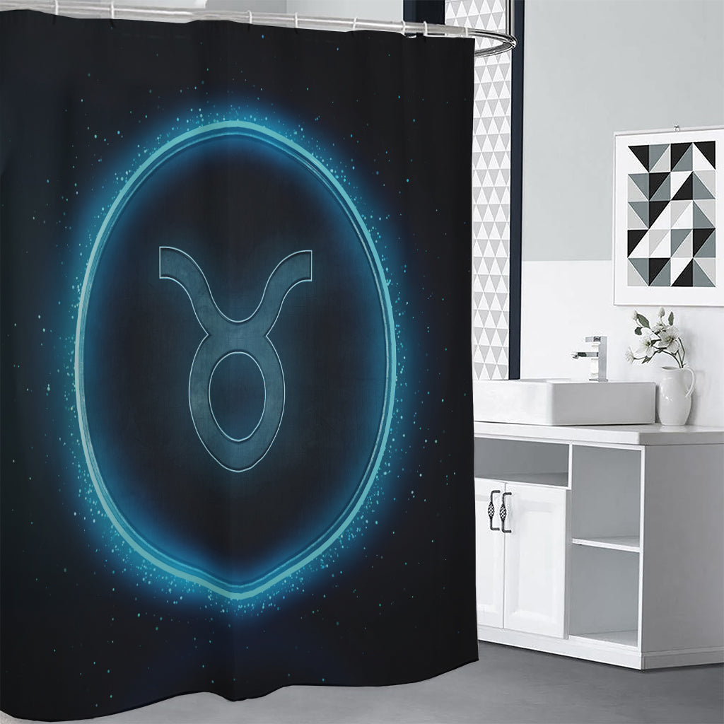 Blue Taurus Zodiac Sign Print Premium Shower Curtain