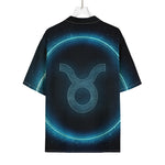 Blue Taurus Zodiac Sign Print Rayon Hawaiian Shirt