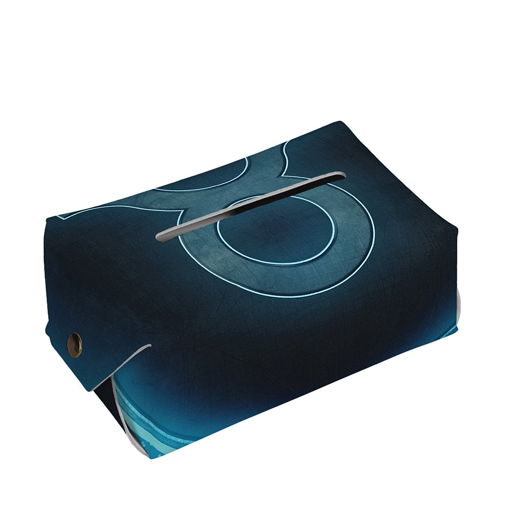 Blue Taurus Zodiac Sign Print Rectangle Tissue Box Cover