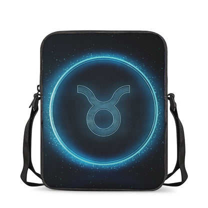 Blue Taurus Zodiac Sign Print Rectangular Crossbody Bag