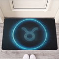 Blue Taurus Zodiac Sign Print Rubber Doormat