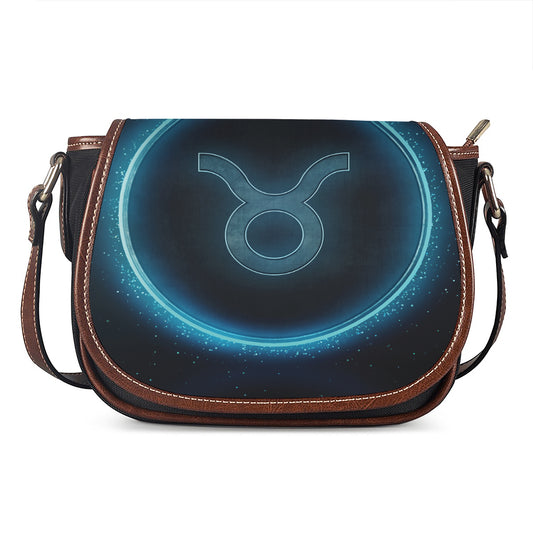 Blue Taurus Zodiac Sign Print Saddle Bag