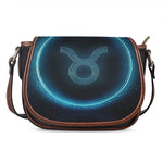 Blue Taurus Zodiac Sign Print Saddle Bag