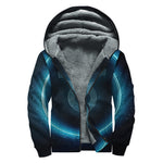Blue Taurus Zodiac Sign Print Sherpa Lined Zip Up Hoodie