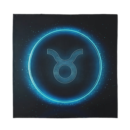 Blue Taurus Zodiac Sign Print Silk Bandana