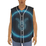 Blue Taurus Zodiac Sign Print Sleeveless Baseball Jersey