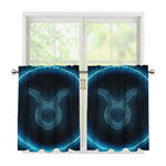 Blue Taurus Zodiac Sign Print Tier Curtains
