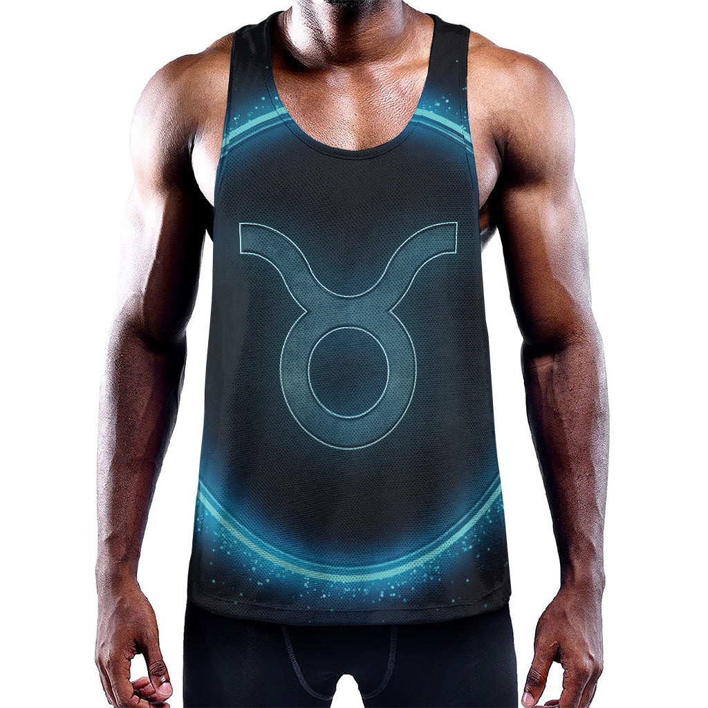 Blue Taurus Zodiac Sign Print Training Tank Top