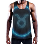 Blue Taurus Zodiac Sign Print Training Tank Top