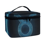 Blue Taurus Zodiac Sign Print Travel Makeup Bag