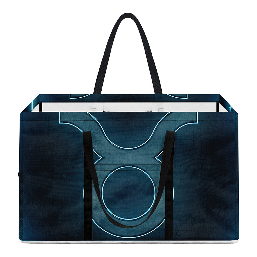 Blue Taurus Zodiac Sign Print Utility Tote Bag