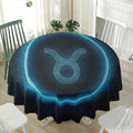 Blue Taurus Zodiac Sign Print Waterproof Round Tablecloth