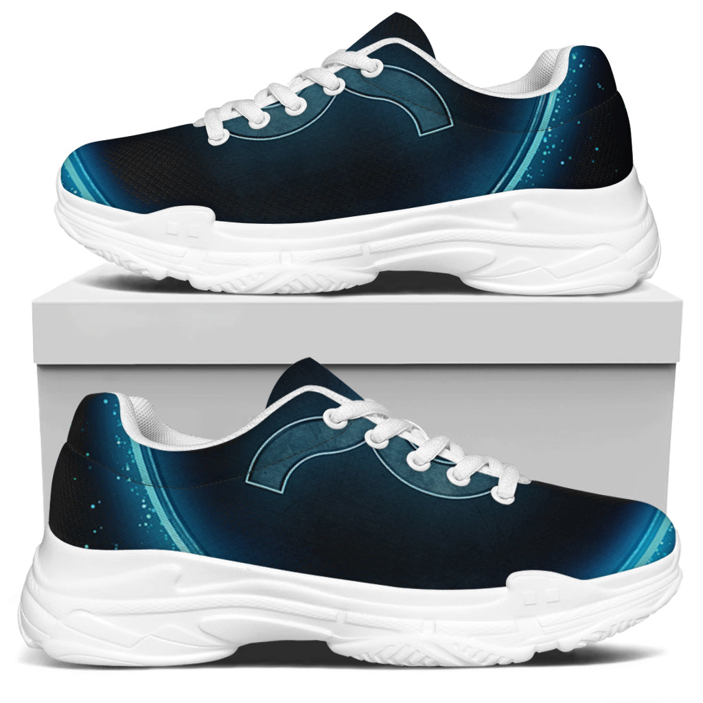 Blue Taurus Zodiac Sign Print White Chunky Shoes