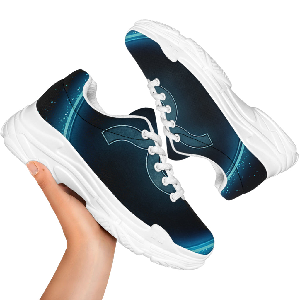 Blue Taurus Zodiac Sign Print White Chunky Shoes