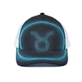 Blue Taurus Zodiac Sign Print White Mesh Trucker Hat