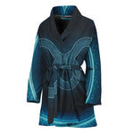 Blue Taurus Zodiac Sign Print Women's Bathrobe