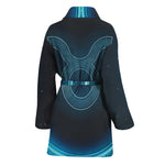 Blue Taurus Zodiac Sign Print Women's Bathrobe