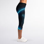 Blue Taurus Zodiac Sign Print Women's Capri Leggings