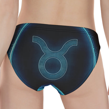 Blue Taurus Zodiac Sign Print Women's Panties