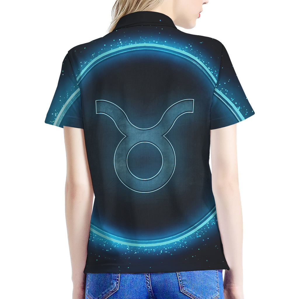 Blue Taurus Zodiac Sign Print Women's Polo Shirt