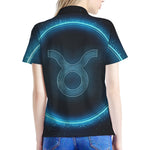 Blue Taurus Zodiac Sign Print Women's Polo Shirt