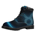 Blue Taurus Zodiac Sign Print Padded Collar Lace Up Boots