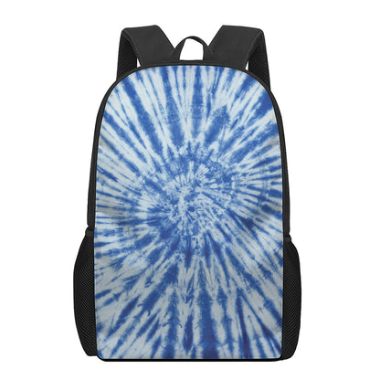 Blue Tie Dye Print 17 Inch Backpack