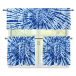 Blue Tie Dye Print 3 Piece Kitchen Curtains